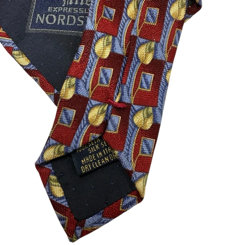 Altea Nordstrom Men's Necktie Tie Silk Repp Burgundy & Blue w/‎ Gold 60
